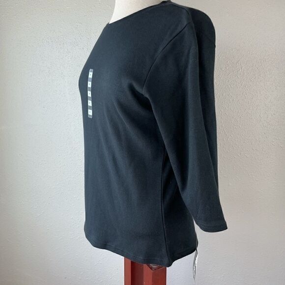 NWT PBX Basics Black Three Quarter Sleeve T-Shirt Size M - Picture 2 of 4